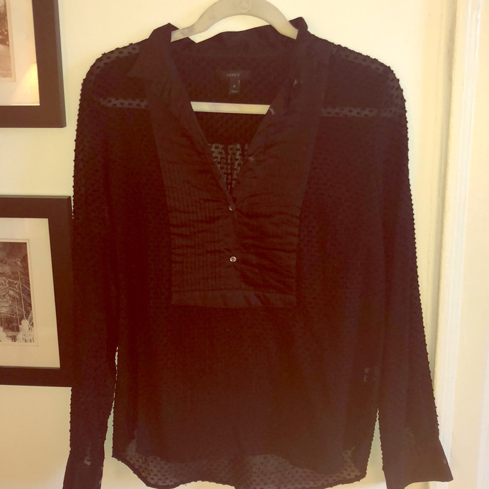 J.Crew sheer dot tuxedo style blouse